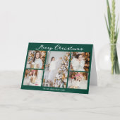 Handwritten Merry Christmas Green Photo Collage シーズンカード (正面)