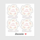 Handwritten Merry Christmas Holly Branches Wreath シール (シート)