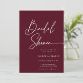 Handwritten Modern MInimal Burgundy Bridal Shower 招待状 (スタンド正面)