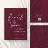 Handwritten Modern MInimal Burgundy Bridal Shower 招待状