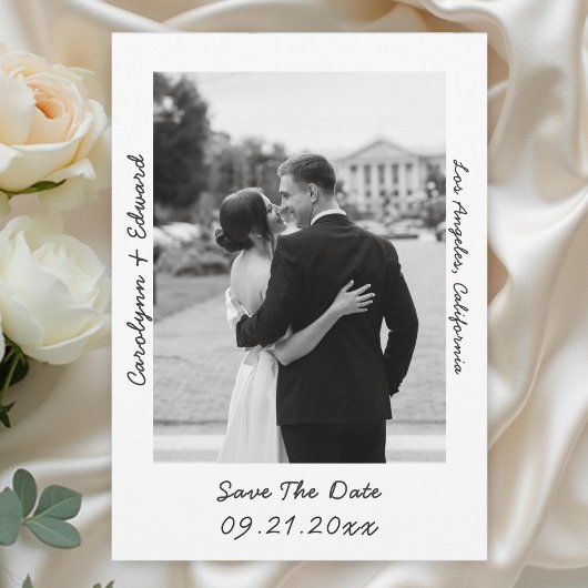 Handwritten Modern Photo Wedding Save The Date セーブザデート