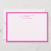 Handwritten Monogram Vibrant Pink ノートカード (正面)