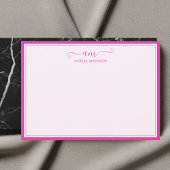 Handwritten Monogram Vibrant Pink ノートカード