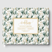 Handwritten pastel green gold eucalyptus wedding  ゲストブック (正面)