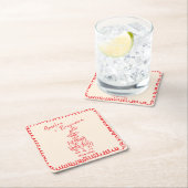 Handwritten  retro Champagne Tower Wedding  スクエアペーパーコースター (インサイチュ)