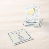 Handwritten retro Champagne Tower Wedding スクエアペーパーコースター (インサイチュ)