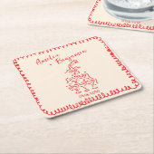 Handwritten  retro Champagne Tower Wedding  スクエアペーパーコースター (アングル)