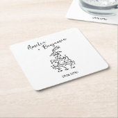 Handwritten  retro Champagne Tower Wedding  スクエアペーパーコースター (アングル)