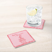 Handwritten  retro Champagne Tower Wedding  スクエアペーパーコースター (インサイチュ)