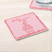 Handwritten  retro Champagne Tower Wedding  スクエアペーパーコースター (アングル)