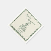 Handwritten retro Champagne Tower Wedding スタンダードカクテルナプキン (角)