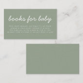 Handwritten Sage Green Baby Shower Books For Baby エンクロージャーカード (正面/裏面)