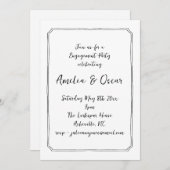 Handwritten Script Black White Engagement Party 招待状 (正面/裏面)