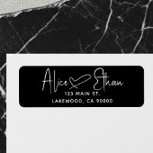 Handwritten Script Heart Modern Black ラベル