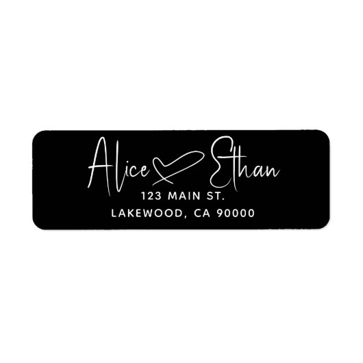 Handwritten Script Heart Modern Black ラベル (正面)