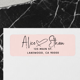 Handwritten Script Heart Modern Blush Pink ラベル