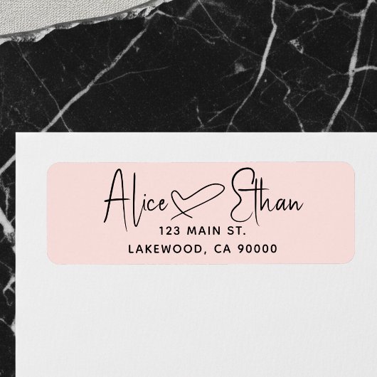 Handwritten Script Heart Modern Blush Pink ラベル