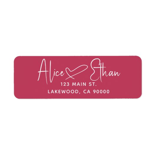 Handwritten Script Heart Modern Red ラベル (正面)