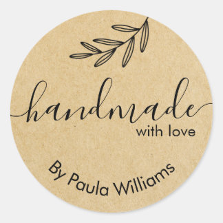 Handwritten Script Homemade Business Stickers ラウンドシール