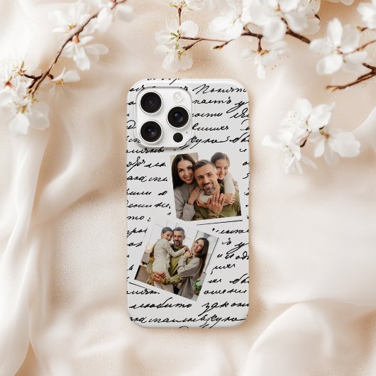 Handwritten Script Personalized 2 Photo Layout iPhoneケース