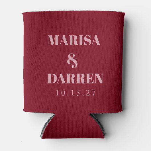 Handwritten Script Pink Custom Wedding 缶クーラー (正面)