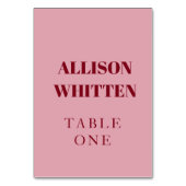 Handwritten Script Pink & Red Custom Wedding テーブルナンバー (正面)