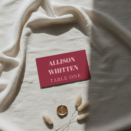 Handwritten Script Pink & Red Custom Wedding プレイスカード