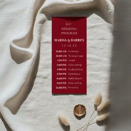 Handwritten Script Pink & Red Custom Wedding  プログラム