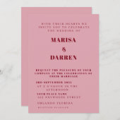 Handwritten Script Pink & Red Custom Wedding 招待状 (正面/裏面)