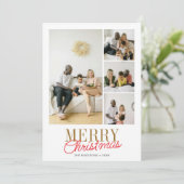 Handwritten Script Serif Merry Christmas 5 Photo シーズンカード (スタンド正面)