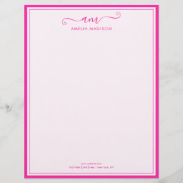 Handwritten Script Vibrant Pink Letterhead レターヘッド