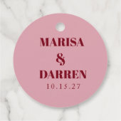 Handwritten Script Whimsical Pink Custom Wedding  フェイバータグ (裏面)