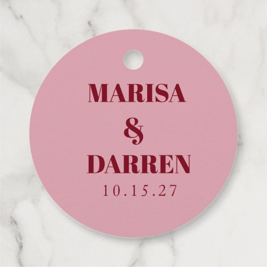 Handwritten Script Whimsical Pink Custom Wedding フェイバータグ (裏面)