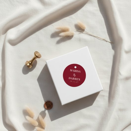 Handwritten Script Whimsical Pink Custom Wedding フェイバータグ