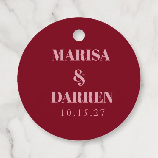 Handwritten Script Whimsical Pink Custom Wedding フェイバータグ (裏面)