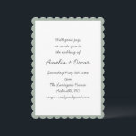 Handwritten Script Whimsy Sage Green Wedding 招待状<br><div class="desc">A soft and refined wedding invitation featuring a delicate scalloped border and romantic script typography. Perfect for couples planning a classic or formal celebration with a modern twist. This understated design brings together timeless charm and contemporary simplicity,  making it easy to personalize for your special day.</div>