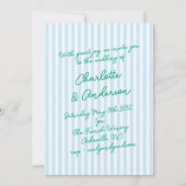 Handwritten Script Whimsy Stripes Quirky Wedding 招待状 (正面)