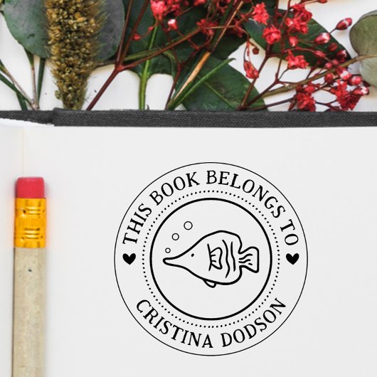 Handwritten Simple Tropical Fish Custom Book セルフインキングスタンプ