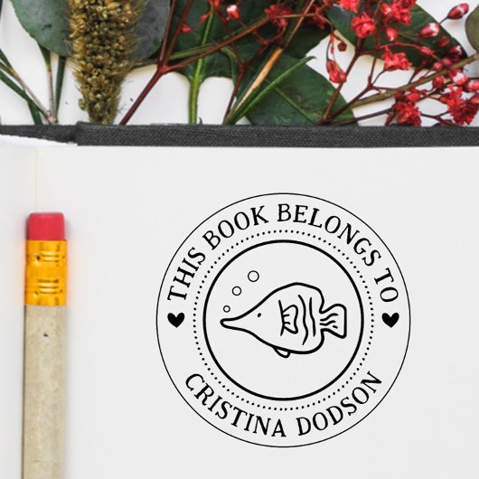 Handwritten Simple Tropical Fish Custom Book ラバースタンプ