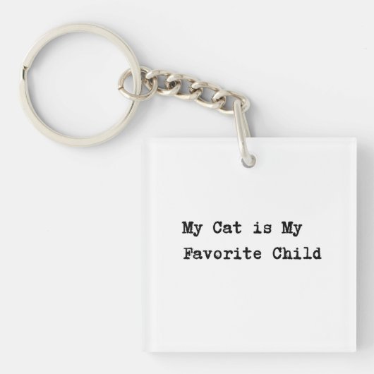 Handwritten-Style Text "My Cat is My Favorite Chil キーホルダー (正面)