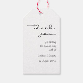 Handwritten Thank You Black White Wedding ギフトタグ
