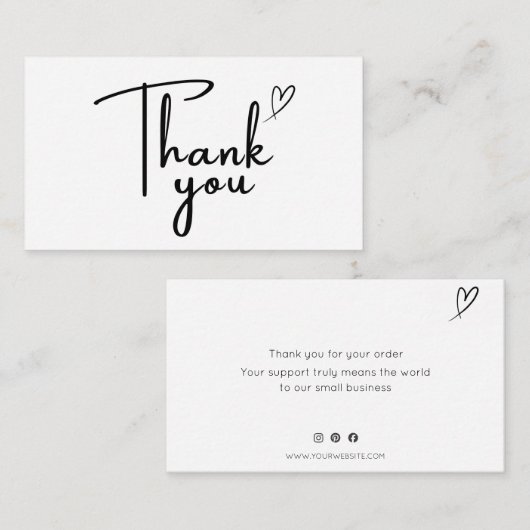 Handwritten Thank You Card Small Business 名刺 (正面/裏面)