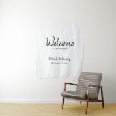 Handwritten Welcome To Our Wedding Fabric Sign タペストリー (インサイチュ)