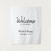 Handwritten Welcome To Our Wedding Fabric Sign タペストリー (正面)