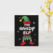 Handy Elf Christmas Pajamas Pjs Matching Family Gr カード (黄色い花)