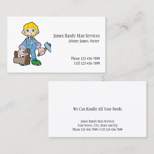 Handy Man Tool Box Contractor Business Card 名刺 (正面/裏面)