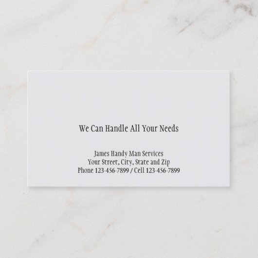 Handy Man Tool Box Contractor Business Card 名刺 (裏面)