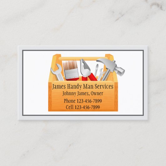 Handy Man Tool Box Contractor Business Card 名刺 (正面)