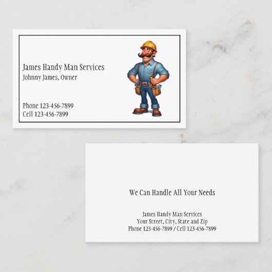 Handy Man Tool Box Contractor Business Card 名刺 (正面/裏面)