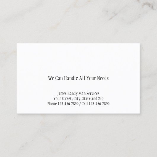 Handy Man Tool Box Contractor Business Card 名刺 (裏面)